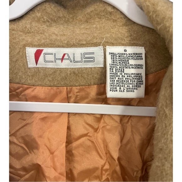 CHAUS Wool/Alpaca Blend Oversized Tan Asymmetrical Zip Coat Size 8 Minimalist - Picture 2 of 8